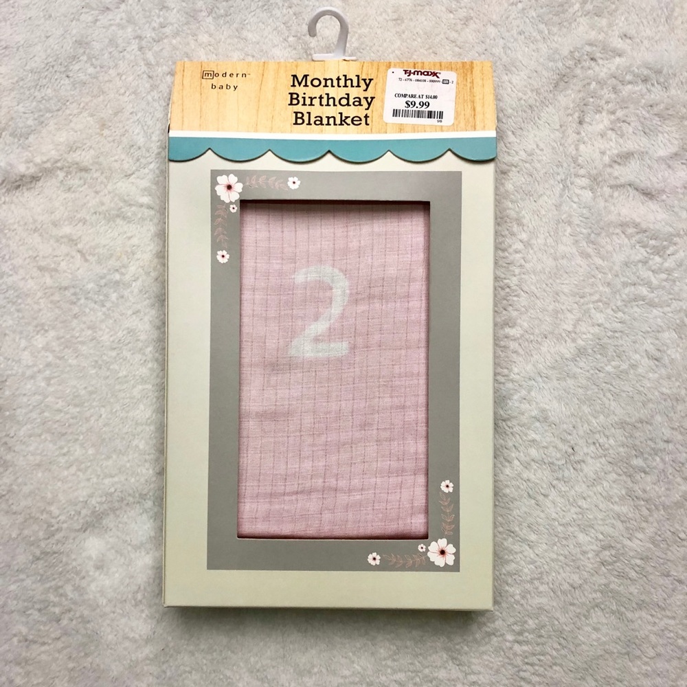 Pink monthly birthday blanket